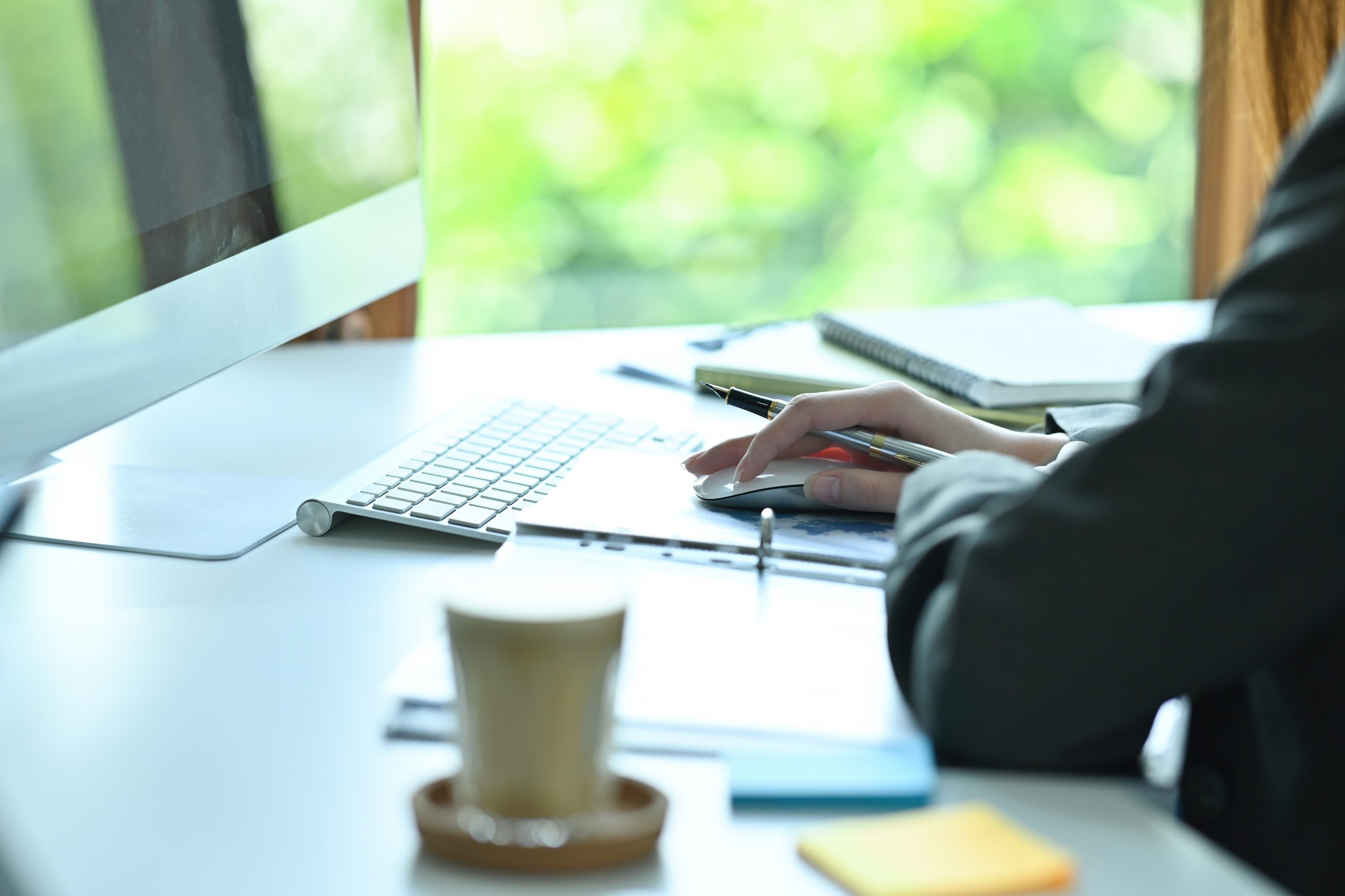 young office woman working with a computer